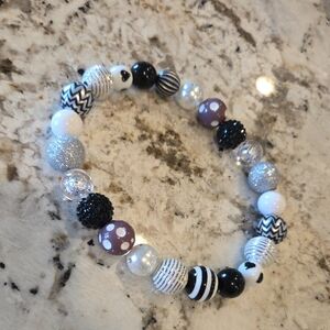 Black and White Beaded Dog Necklace